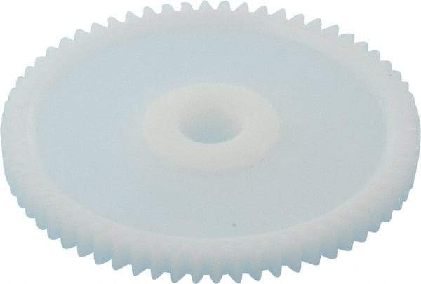 Made in USA - 32 Pitch, 2" Pitch Diam, 2-1/16" OD, 64 Tooth Spur Gear - 3/16" Face Width, 5/16" Bore Diam, 43/64" Hub Diam, 20° Pressure Angle, Acetal - Americas Industrial Supply