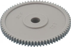 Made in USA - 32 Pitch, 2-1/4" Pitch Diam, 2-5/16" OD, 72 Tooth Spur Gear - 3/16" Face Width, 5/16" Bore Diam, 13/16" Hub Diam, 20° Pressure Angle, Acetal - Americas Industrial Supply