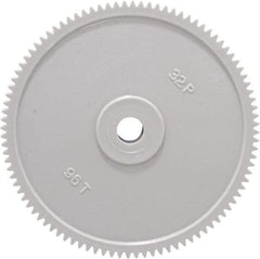 Made in USA - 32 Pitch, 3" Pitch Diam, 3-1/16" OD, 96 Tooth Spur Gear - 3/16" Face Width, 5/16" Bore Diam, 13/16" Hub Diam, 20° Pressure Angle, Acetal - Americas Industrial Supply