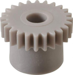 Made in USA - 48 Pitch, 1/2" Pitch Diam, 0.542" OD, 24 Tooth Spur Gear - 1/8" Face Width, 5/32" Bore Diam, 13/32" Hub Diam, 20° Pressure Angle, Acetal - Americas Industrial Supply