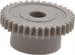 Made in USA - 48 Pitch, 3/4" Pitch Diam, 0.792" OD, 36 Tooth Spur Gear - 1/8" Face Width, 3/16" Bore Diam, 35/64" Hub Diam, 20° Pressure Angle, Acetal - Americas Industrial Supply