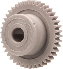 Made in USA - 48 Pitch, 7/8" Pitch Diam, 0.917" OD, 42 Tooth Spur Gear - 1/8" Face Width, 3/16" Bore Diam, 35/64" Hub Diam, 20° Pressure Angle, Acetal - Americas Industrial Supply