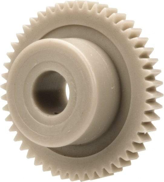 Made in USA - 48 Pitch, 1" Pitch Diam, 1.042" OD, 48 Tooth Spur Gear - 1/8" Face Width, 1/4" Bore Diam, 39/64" Hub Diam, 20° Pressure Angle, Acetal - Americas Industrial Supply