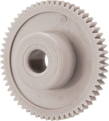 Made in USA - 48 Pitch, 1-1/4" Pitch Diam, 1.292" OD, 60 Tooth Spur Gear - 1/8" Face Width, 1/4" Bore Diam, 39/64" Hub Diam, 20° Pressure Angle, Acetal - Americas Industrial Supply