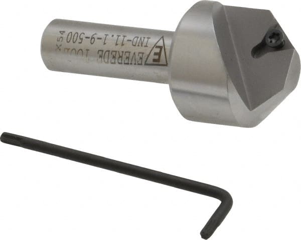 Everede Tool - 90° Included Angle, 0.996" Max Cut Diam, 1-1/8" Body Diam, 1/2" Shank Diam, 2-1/2" OAL, Indexable Countersink - 1 Triangle Insert, TPGH 215 Insert Style, Series IND - Americas Industrial Supply