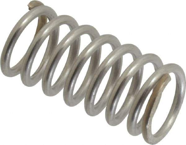 Value Collection - 0.6" OD, 0.072" Wire, 1-1/4" Free Length, Compression Spring - 36.66 Lb Spring Rating, Stainless Steel - Americas Industrial Supply