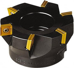 Seco - 6 Inserts, 80mm Cut Diam, 27mm Arbor Diam, 11mm Max Depth of Cut, Indexable Square-Shoulder Face Mill - 90° Lead Angle, 50mm High, SONX 1205 Insert Compatibility, Series Midi Square - Americas Industrial Supply