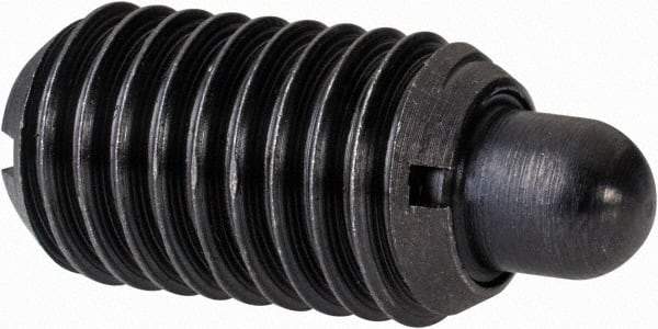 Gibraltar - M12 x 1.75, 20.5mm Thread Length, 6.5mm Plunger Projection, Steel Threaded Spring Plunger - 6.3mm Max Plunger Diam, 0.77 Kg Init End Force, 3.86 Kg Final End Force - Americas Industrial Supply