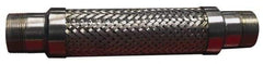 Made in USA - 36" OAL, 3/8" ID, 1,450 Max psi, Flexible Metal Hose Assembly - 3/8" Fitting, Male Pipe x Male Pipe End Connections, Stainless Steel Fitting, 304 Stainless Steel Hose - Americas Industrial Supply