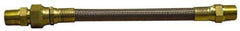 Made in USA - 12" OAL, 5/16" ID, 2,500 Max psi, Flexible Metal Hose Assembly - 3/8" Fitting, Male Pipe Union x Male Pipe End Connections, Stainless Steel Fitting, 304 Stainless Steel Braid over PTFE Hose - Americas Industrial Supply