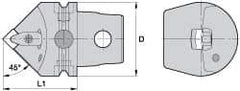 Kennametal - Left Hand Cut, Size KM63, DN.. Insert Compatiblity, Internal Modular Turning & Profiling Cutting Unit Head - 43mm Ctr to Cutting Edge, 60mm Head Length, Through Coolant, Series Kenclamp - Americas Industrial Supply