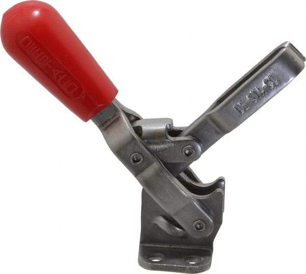 De-Sta-Co - 250 Lb Holding Capacity, Vertical Handle, Manual Hold Down Toggle Clamp - 65° Handle Movement, 105° Bar Opening, U-Bar, Flanged Base, Electro-Plated Zinc, Stainless Steel - Americas Industrial Supply