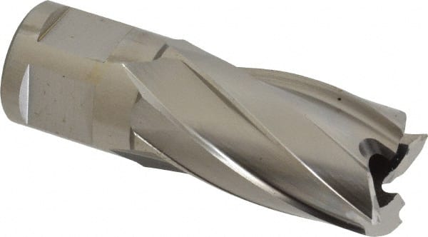 Annular Cutter: 0.7874″ Dia, High Speed Steel 3/4″ Shank Dia, Weldon Flat Shank, 2 Flats, Bright/Uncoated