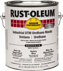 Rust-Oleum - 1 Gal Gloss Safety Blue Urethane Mastic - 162 to 274 Sq Ft/Gal Coverage, <340 g/L VOC Content, Direct to Metal - Americas Industrial Supply