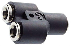 Norgren - 5/32x1/4" Outside Diam, Nickel Plated Brass Push-to-Connect Union Y - 260 Max psi, Tube to Tube Connection, Nitrile O-Ring - Americas Industrial Supply