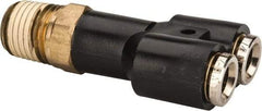 Norgren - 1/4 NPTF, Nickel Plated Brass Push-to-Connect Tube Parallel Male Swivel Y - 260 Max psi, Tube to Male Connection, Nitrile O-Ring - Americas Industrial Supply