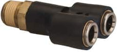 Norgren - 3/8 NPTF, Nickel Plated Brass Push-to-Connect Parallel Male Swivel Y - 260 Max psi, Tube to Male Connection, Nitrile O-Ring - Americas Industrial Supply