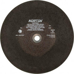 Norton - 16" Aluminum Oxide Cutoff Wheel - 1/8" Thick, 1" Arbor - Americas Industrial Supply