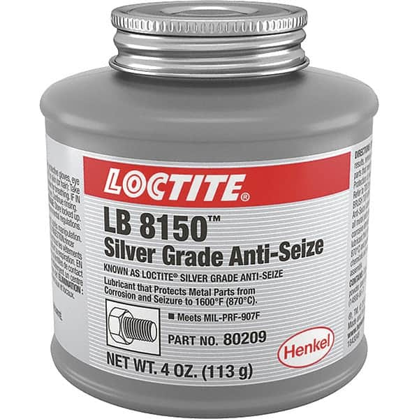 Loctite - 4 oz Can High Temperature Anti-Seize Lubricant - Silver Colored, 1,600°F, Silver Colored, Water Resistant - Americas Industrial Supply