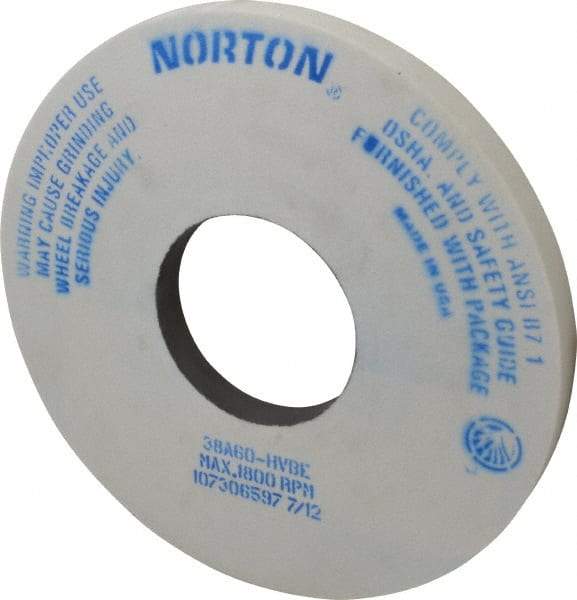Norton - 14" Diam x 5" Hole x 1" Thick, H Hardness, 60 Grit Surface Grinding Wheel - Aluminum Oxide, Type 1, Medium Grade, 1,800 Max RPM, Vitrified Bond, No Recess - Americas Industrial Supply