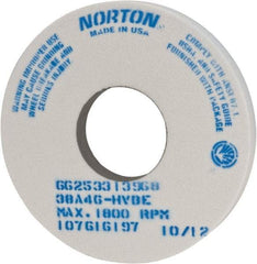 Norton - 14" Diam x 5" Hole x 1-1/2" Thick, H Hardness, 46 Grit Surface Grinding Wheel - Aluminum Oxide, Type 1, Coarse Grade, 1,800 Max RPM, Vitrified Bond, No Recess - Americas Industrial Supply