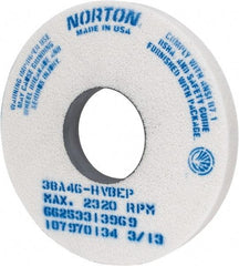 Norton - 14" Diam x 5" Hole x 1-1/2" Thick, H Hardness, 46 Grit Surface Grinding Wheel - Aluminum Oxide, Type 1, Coarse Grade, 2,320 Max RPM, Vitrified Bond, No Recess - Americas Industrial Supply