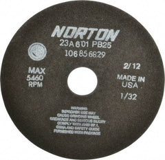 Norton - 7" 60 Grit Aluminum Oxide Cutoff Wheel - 1/32" Thick, 1-1/4" Arbor, 5,460 Max RPM, Use with Stationary Grinders - Americas Industrial Supply