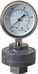 Plast-O-Matic - 100 Max psi, 2 Inch Dial Diameter, PVC Pressure Gauge Guard and Isolator - 3% Accuracy - Americas Industrial Supply