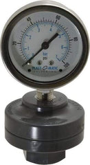 Plast-O-Matic - 100 Max psi, 2 Inch Dial Diameter, PVC Pressure Gauge Guard and Isolator - 3% Accuracy - Americas Industrial Supply