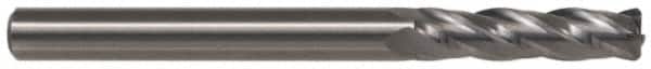 SGS - 5/16", 11/16" LOC, 5/16" Shank Diam, 4" OAL, 6 Flute, Solid Carbide Square End Mill - Single End, AlTiN Finish, Spiral Flute, 45° Helix, Centercutting, Right Hand Cut, Right Hand Flute, Series 57 - Americas Industrial Supply