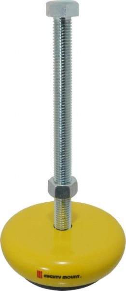 Gibraltar - 1,500 Lb Capacity, 5/8-11 Thread, Zinc Stud, Machine Socket Mount Leveling Mount - 8" Stud Length, 5" Base Diam, Elastomer Pad - Americas Industrial Supply