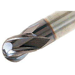 Iscar - 5/8" Diam, 11/16" LOC, 4 Flute Solid Carbide Ball End Mill - TiAlN Finish, Single End, 3-1/2" OAL, 5/8" Shank Diam, Spiral Flute - Americas Industrial Supply