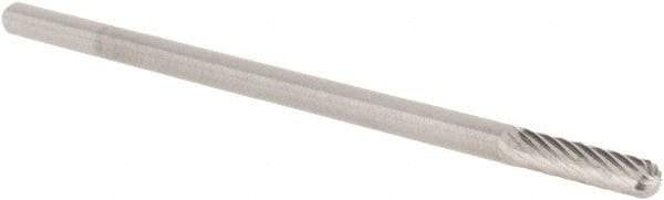 M.A. Ford - 1/8" Cut Diam, 1/8" Shank Diam, Cylinder with Radius Head Single Cut Burr - Carbide, Radius End, 9/16" LOC, 3" OAL - Americas Industrial Supply