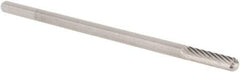 M.A. Ford - 1/8" Cut Diam, 1/8" Shank Diam, Cylinder with Radius Head Single Cut Burr - Carbide, Radius End, 9/16" LOC, 3" OAL - Americas Industrial Supply