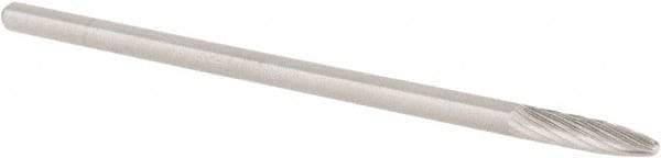 M.A. Ford - 1/8" Cut Diam, 1/8" Shank Diam, Tree with Radius Head Single Cut Burr - Carbide, Radius End, 1/2" LOC, 3" OAL - Americas Industrial Supply