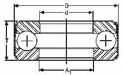 INA Bearing - 1-13/16" Inside x 3-3/32" Outside Diam, 13/16" Thick, Steel Ball Thrust Bearing - 26,500 Lbs. Static Capacity, 10,600 Max Pressure x Velocity - Americas Industrial Supply