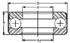 INA Bearing - 1-13/16" Inside x 3-3/32" Outside Diam, 7/8" Thick, Steel Ball Thrust Bearing - 29,000 Lbs. Static Capacity, 12,900 Max Pressure x Velocity - Americas Industrial Supply