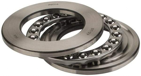 INA Bearing - 2-3/4" Inside x 4-15/32" Outside Diam, 1" Thick, Steel Ball Thrust Bearing - 44,500 Lbs. Static Capacity, 16,900 Max Pressure x Velocity - Americas Industrial Supply