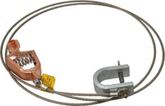 Hubbell Workplace - 19 AWG, 5 Ft., Alligator Clip, C-Clamp, Grounding Cable with Clamps - Noninsulated, Federal Specification A-A-59466-010 - Americas Industrial Supply