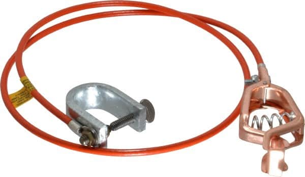 Hubbell Workplace - 19 AWG, 3 Ft., Alligator Clip, C-Clamp, Grounding Cable with Clamps - Orange, Federal Specification A-A-59466-010 - Americas Industrial Supply