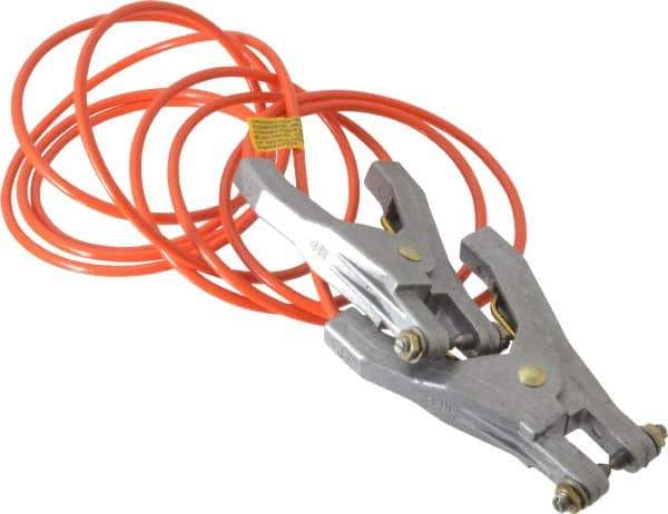 Hubbell Workplace - 19 AWG, 10 Ft., Hand Clamp, Grounding Cable with Clamps - Orange, Includes 2 Hand Clamps - Americas Industrial Supply