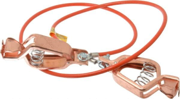 Hubbell Workplace - 19 AWG, 3 Ft., Alligator Clip, Grounding Cable with Clamps - Orange, Includes 2 Alligator Clips, Federal Specification A-A-59466-010 - Americas Industrial Supply