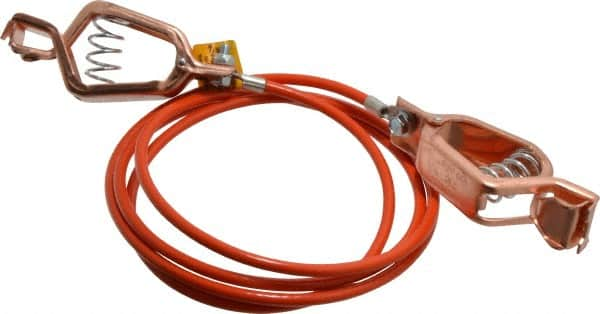 Hubbell Workplace - 19 AWG, 5 Ft., Alligator Clip, Grounding Cable with Clamps - Orange, Includes 2 Alligator Clips, Federal Specification A-A-59466-010 - Americas Industrial Supply