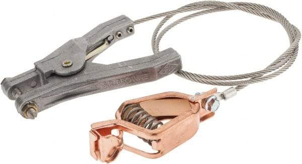 Hubbell Workplace - 19 AWG, 3 Ft., Alligator Clip, Hand Clamp, Grounding Cable with Clamps - Noninsulated, Federal Specification A-A-59466-010 - Americas Industrial Supply