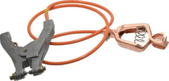 Hubbell Workplace - 19 AWG, 3 Ft., Alligator Clip, Hand Clamp, Grounding Cable with Clamps - Orange, Federal Specification A-A-59466-010 - Americas Industrial Supply