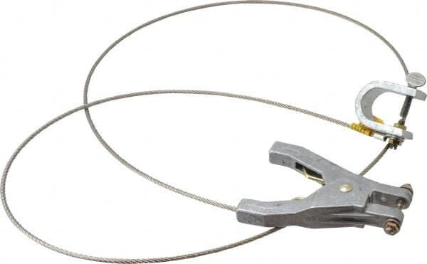 Hubbell Workplace - 19 AWG, 5 Ft., C-Clamp, Hand Clamp, Grounding Cable with Clamps - Noninsulated - Americas Industrial Supply