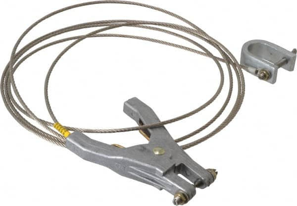 Hubbell Workplace - 19 AWG, 10 Ft., C-Clamp, Hand Clamp, Grounding Cable with Clamps - Noninsulated - Americas Industrial Supply