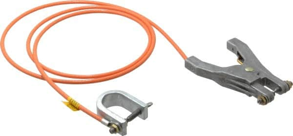 Hubbell Workplace - 19 AWG, 5 Ft., C-Clamp, Hand Clamp, Grounding Cable with Clamps - Orange - Americas Industrial Supply