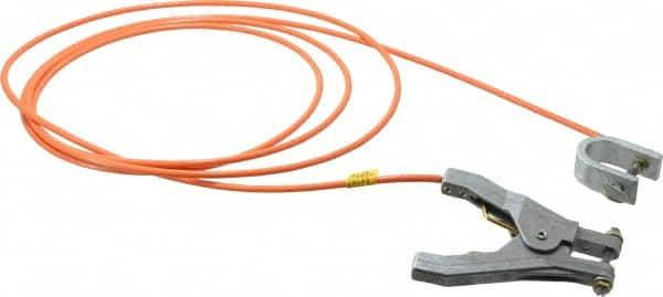 Hubbell Workplace - 19 AWG, 10 Ft., C-Clamp, Hand Clamp, Grounding Cable with Clamps - Orange - Americas Industrial Supply