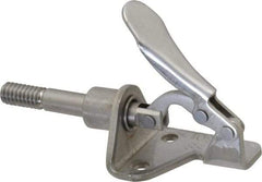 De-Sta-Co - 100 Lb Load Capacity, Flanged Base, Stainless Steel, Standard Straight Line Action Clamp - 3 Mounting Holes, 0.17" Mounting Hole Diam, 1/4" Plunger Diam, Thumb Handle - Americas Industrial Supply